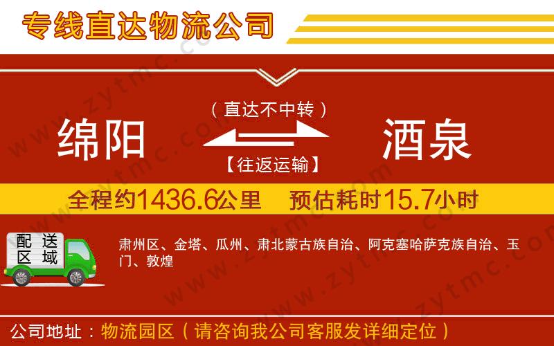 綿陽到酒泉物流公司